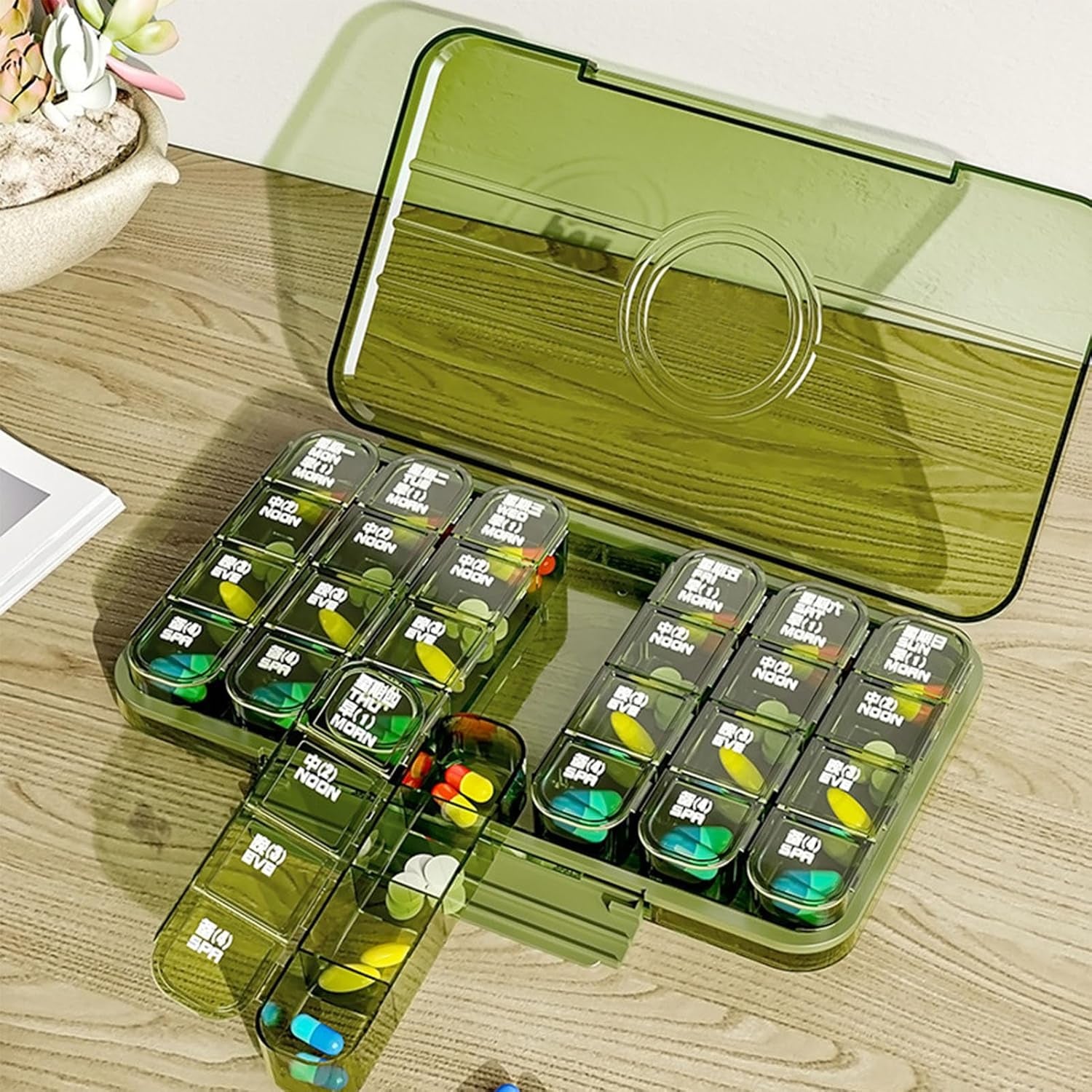 Portable Weekly Pill Box Organiser Daily Pill Keeper 21 Grid Container (1 Pc) Portable Weekly Pill Box Organiser Daily Pill Keeper 21 Grid Container (1 Pc)